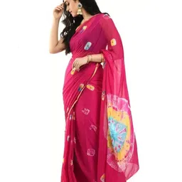 Reboot Fashions Tie and Dye Zari Pure Chiffon Saree image 2