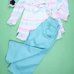 V-Mart Girls Striped Shirt with Trousers-image-45