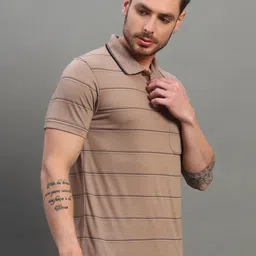 SZN Men Striped Polo Collar Moisture Wicking T-shirt image 4