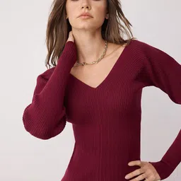 Trendyol Women Ribbed V-Neck Pullover-picture-18