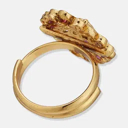 Fabindia Gold-Plated Stone-Studded Adjustable Finger Ring image 4