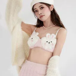 Poftik Women Low-Rise Lightly-Padded Soft Teddy Cat Bra & Panty Lingerie Set-image-84