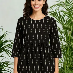 Vaidiki Women Black Printed Cotton Tops-picture-39