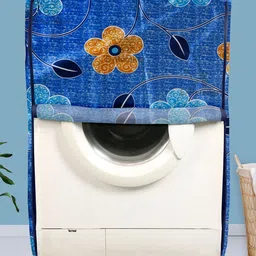 E-Retailer 2-Pcs Blue & Orange Colored Printed Front Load Washing Machine Cover image 2