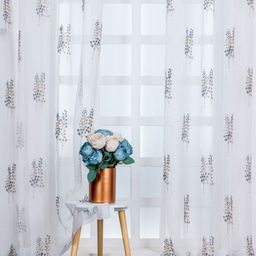 Parda Online White & Grey Set of 2 Floral Sheer Door Curtain-picture-27