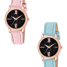 CSAMON Women Pack Of 2 Embellished Dial & Straps Analogue Watch C25RG Roman PINK SKUBLU L-picture-21