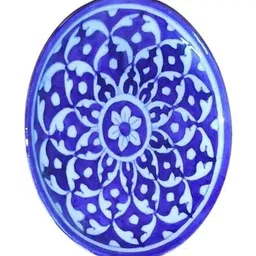 Om Craft Villa Blue & White Printed Jaipur Pottery Decorative Ceramic Wall Plates image 4