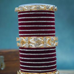 Wedding Chuda by Hitesh Bangles Set Of 2 Stones Studded And Pearls Beaded Bangles-picture-10