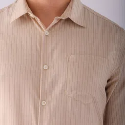 the indian garage co. x luxe Luxe by TIGC Men Spread Collar Striped Slim Fit Formal Shirt image 3