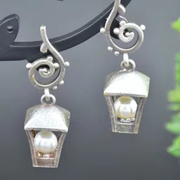 Dulcett Silver-Plated Contemporary Shaped Drop Earrings-picture-19