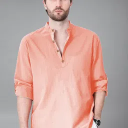 BHUVIKOO Mandarin Collar Roll-Up Sleeves Straight Kurta-picture-29