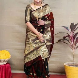 HERE&NOW Woven Design Zari Pure Silk Saree image 5