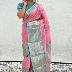 all about you Woven Design Zari Silk Blend Kanjeevaram Saree-picture-37
