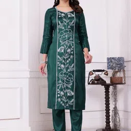 AVNISA ENTERPRISE Women Floral Regular Thread Work Kurta with Trousers Kurta Sets image 2
