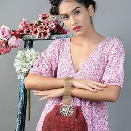 ODETTE Animal Textured Half Moon Tote Bag With Tasselled-picture-2