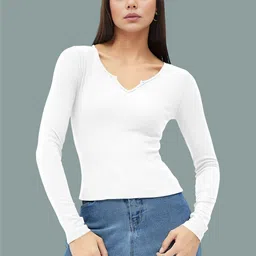 Maheshvi Women V-Neck Long Sleeves Top-image-0