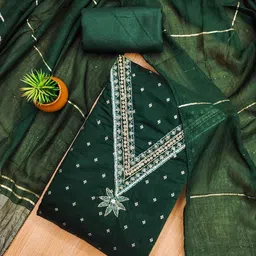 Rangtulika Geometric Woven Design Beads & Stones Chanderi Unstitched Dress Material-image-96