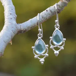 Silver Planets Women Blue Earrings image 3