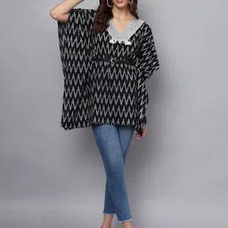 JAPER KURTI Geometric Print Kimono Sleeve Cotton Kaftan Top image 5