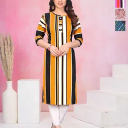 KETAKI FASHION Selection Of 4 Striped Round Neck Straight Kurtas-picture-36