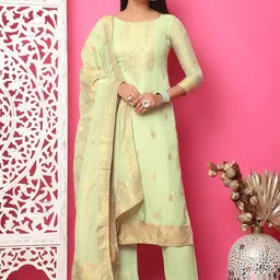 Stylee LIFESTYLE Embellished Pure Silk Unstitched Dress Material-picture-16
