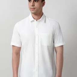 Peter England Casuals Spread Collar Short Sleeves Slim Fit Pure Cotton Shirt-picture-30