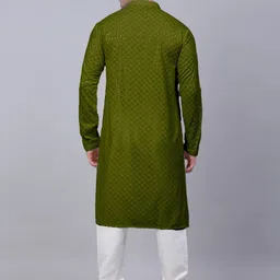 KUNDALI KAKSHAY Men Ethnic Motifs Embroidered Regular Thread Work Kurta with Pyjamas image 3