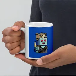 Mr UVD White Graphic Printed Matte Ceramic Mug-350ml image 2