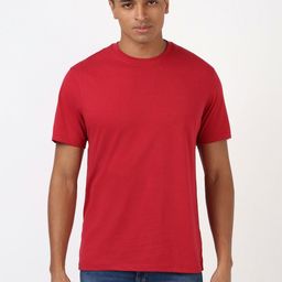 Peter England Casuals Men Solid Round Neck Cotton T-Shirt-picture-18