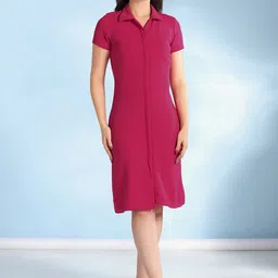 Selvia Women Shirt Collar Shirt Midi Dress-picture-32