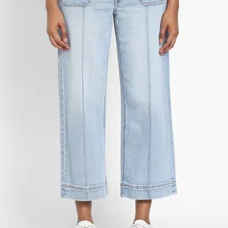 AMERICAN EAGLE OUTFITTERS Women Straight Fit Stovepipe Mid-Rise Light Fade Cropped Jeans-picture-17