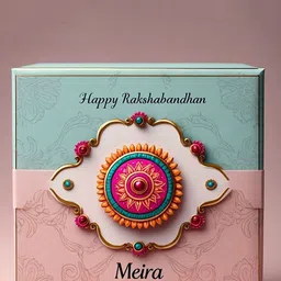 MEIRA JEWELLERY Set Of 2 Rakhi With Roli Chawal & Card image 4