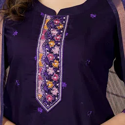 Ekta Textiles Women Floral Embroidered Regular Thread Work Kurti with Trousers & Dupatta image 5