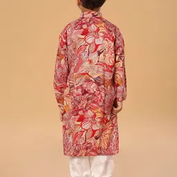 The Mini Trunk Boys Floral Printed Band Collar Kurta With Trousers image 3