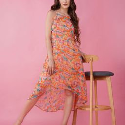 HERE&NOW Women Abstract Print Fit and Flare Midi Dress-picture-47