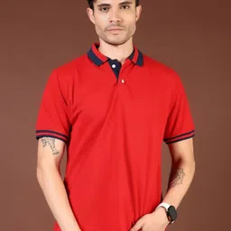 V-Mart Men Solid Polo Collar Cotton T-shirt-picture-13