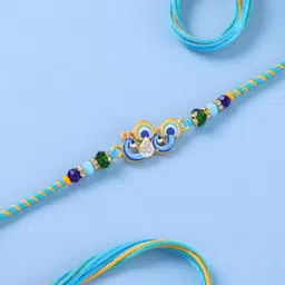 fnp Unisex Peacock Artficial Stones Studded & Beaded Thread Rakhi-picture-29