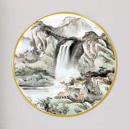 Livin'luxe White & Green Deer Wall Hallway Round Portrait Painting Wall Art 16" x 16" image 4