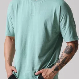 VUDU Men Solid Round Neck Cotton Relaxed Fit T-shirt image 3