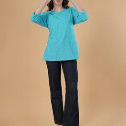 DESIGNER DHAAGE Floral Printed Pure Cotton Kurti-image-10