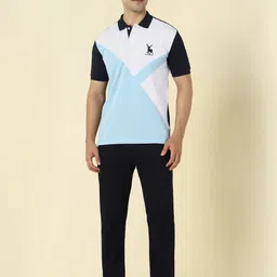 Allen Solly Colourblocked Polo Collar Pure Cotton T-shirt image 2