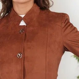 chemistry Polyester Solid Coat For Women image 5