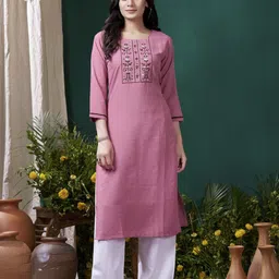 Moda Rapido Women Ethnic Motifs Embroidered Regular Thread Work Pure Cotton Kurta with Palazzos-picture-30