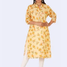 PARTH SY FASHION Women Yellow Crepe Straight Kurtas-picture-26