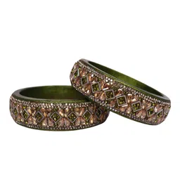 TAJ BRIDAL STORE Set Of 2 Kundan-Studded Bangles image 2