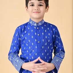 NFC CREATION Boys Embroidered Cotton Blend Kurta & Dhoti Pants image 4