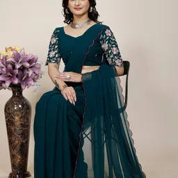 K 5 Fashion Embroidered Pure Georgette Saree image 3