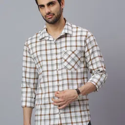 NEON CHILLIE Checked Spread Collar Classic Slim Fit Cotton Shirt-picture-12
