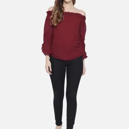 SZN Off-Shoulder Bell Sleeve Ruffles Georgette Top image 2