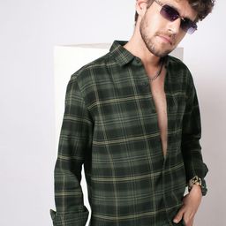 VASTRADO Men Classic Fit Checked Spread Collar Cotton Casual Shirt-picture-19